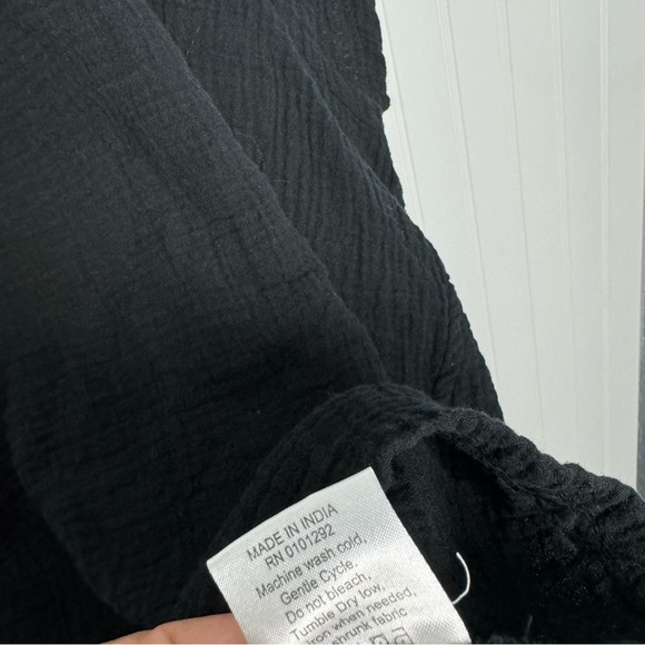 Lulu B Top Small Black Solid Gauze Short Sleeve Cotton Lightweight Coastal Casua - Picture 6 of 7